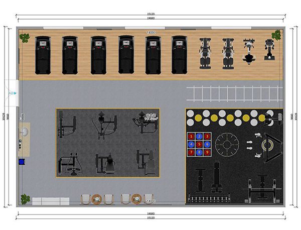 120平方健身房配置方案-广西球王会体育健身器材有限公司